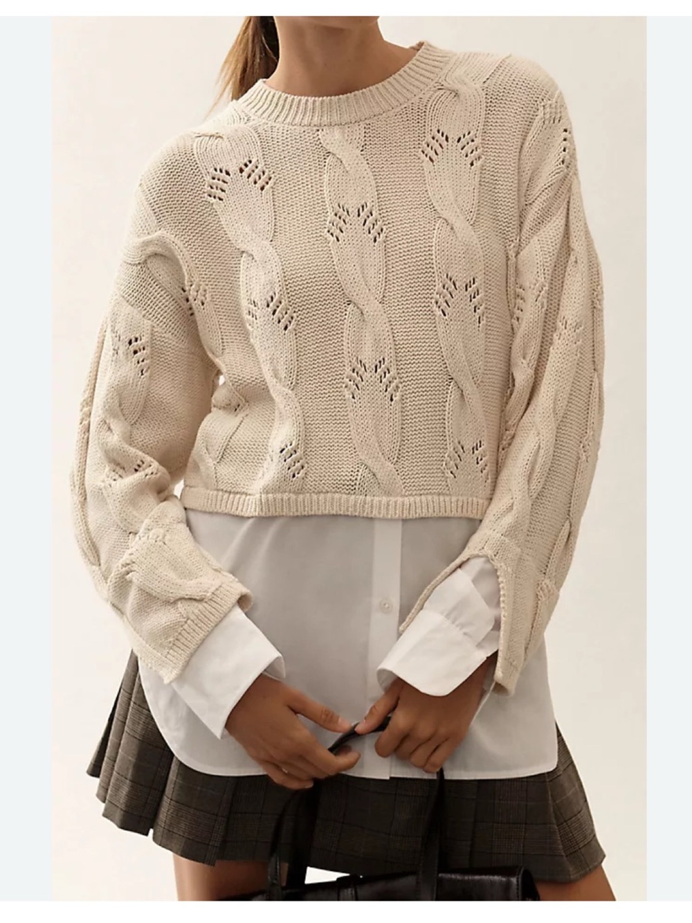 NWT | Pilcro Cable Twofer Sweater